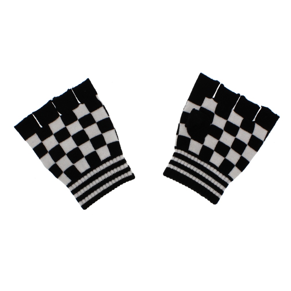 Zac's Alter Ego - Checkered Short Winter Fingerlose Handschuhe - Schwarz/Weiß